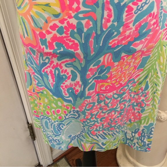 Lili Pulitzer xs long sleeve coral kelp sea neon fireworks stretch spandex dress - Picture 5 of 11